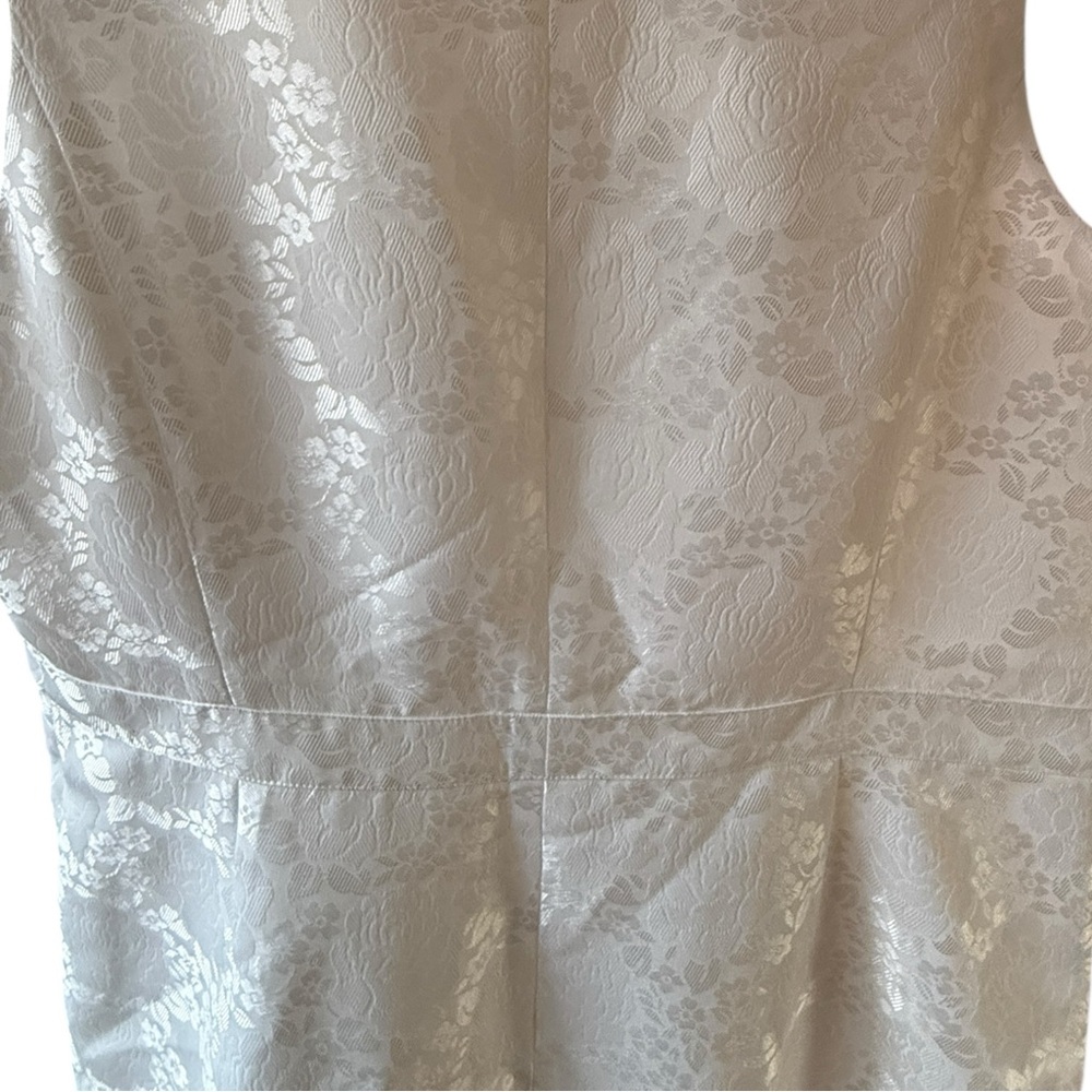 John Meyer Collection Plus Size Jacquard Floral Textured White Formal Dress - Picture 10 of 15